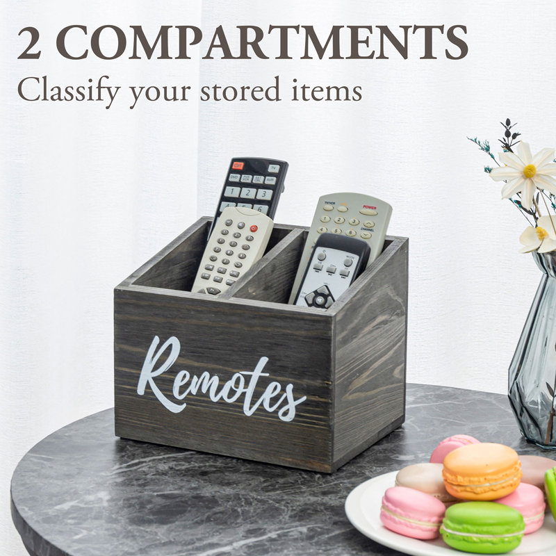 MyGift 2 Slot Solid Wood Remote Control Holder Wayfair